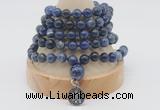 GMN1143 Hand-knotted 8mm, 10mm sodalite 108 beads mala necklaces with charm