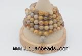 GMN1147 Hand-knotted 8mm, 10mm fossil coral 108 beads mala necklaces with charm