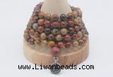 GMN1158 Hand-knotted 8mm, 10mm picasso jasper 108 beads mala necklaces with charm