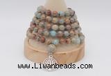 GMN1166 Hand-knotted 8mm, 10mm serpentine jasper 108 beads mala necklaces with charm