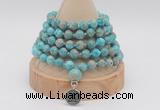 GMN1167 Hand-knotted 8mm, 10mm sea sediment jasper 108 beads mala necklaces with charm