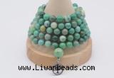 GMN1210 Hand-knotted 8mm, 10mm grass agate 108 beads mala necklaces with charm