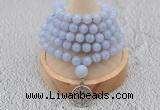 GMN1214 Hand-knotted 8mm, 10mm blue lace agate 108 beads mala necklaces with charm