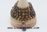 GMN1218 Hand-knotted 8mm, 10mm yellow tiger eye 108 beads mala necklaces with charm