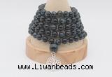 GMN1224 Hand-knotted 8mm, 10mm blue tiger eye 108 beads mala necklaces with charm