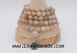 GMN1252 Hand-knotted 8mm, 10mm sunstone 108 beads mala necklaces with charm