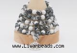 GMN1266 Hand-knotted 8mm, 10mm black & white jasper 108 beads mala necklaces with charm