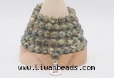 GMN1269 Hand-knotted 8mm, 10mm rhyolite 108 beads mala necklaces with charm