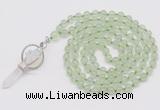 GMN1461 Hand-knotted 8mm, 10mm prehnite 108 beads mala necklace with pendant