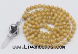 GMN1486 Hand-knotted 8mm, 10mm golden tiger eye 108 beads mala necklace with pendant