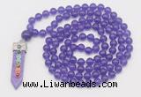 GMN1503 Hand-knotted 8mm candy jade 108 beads mala necklace with pendant