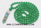 GMN1505 Hand-knotted 8mm candy jade 108 beads mala necklace with pendant