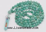 GMN1525 Hand-knotted 8mm, 10mm peafowl agate 108 beads mala necklace with pendant