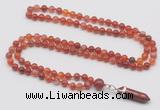 GMN1606 Hand-knotted 6mm fire agate 108 beads mala necklace with pendant