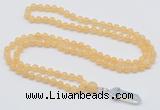 GMN1635 Hand-knotted 6mm honey jade 108 beads mala necklace with pendant