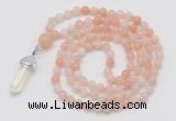 GMN1636 Hand-knotted 6mm pink aventurine 108 beads mala necklace with pendant