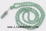 GMN1648 Hand-knotted 6mm green aventurine 108 beads mala necklaces with pendant