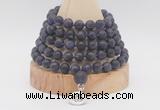 GMN2220 Hand-knotted 8mm, 10mm matte amethyst 108 beads mala necklace with charm