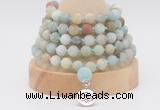 GMN2221 Hand-knotted 8mm, 10mm matte amazonite 108 beads mala necklace with charm