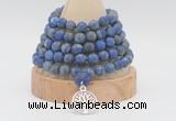 GMN2229 Hand-knotted 8mm, 10mm matte lapis lazuli 108 beads mala necklace with charm