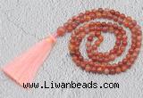 GMN228 Hand-knotted 6mm fire agate 108 beads mala necklaces with tassel