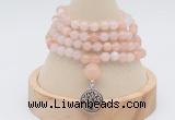 GMN2421 Hand-knotted 6mm pink aventurine 108 beads mala necklace with charm