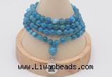 GMN2434 Hand-knotted 6mm apatite 108 beads mala necklace with charm