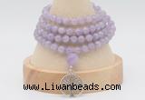 GMN2445 Hand-knotted 6mm lavender amethyst 108 beads mala necklaces with charm