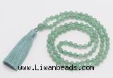 GMN266 Hand-knotted 6mm green aventurine 108 beads mala necklaces with tassel