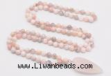 GMN4042 Hand-knotted 8mm, 10mm natural pink opal 108 beads mala necklace with pendant