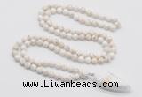 GMN4043 Hand-knotted 8mm, 10mm white howlite 108 beads mala necklace with pendant