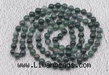 GMN409 Hand-knotted 8mm, 10mm moss agate 108 beads mala necklaces