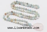 GMN4404 Hand-knotted 8mm, 10mm matte amazonite 108 beads mala necklace with pendant