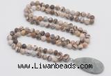 GMN4417 Hand-knotted 8mm, 10mm matte zebra jasper 108 beads mala necklace with pendant