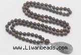 GMN4423 Hand-knotted 8mm, 10mm matte bronzite 108 beads mala necklace with pendant