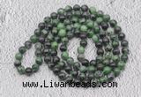 GMN471 Hand-knotted 8mm, 10mm ruby zoisite 108 beads mala necklaces