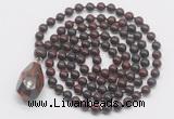 GMN4857 Hand-knotted 8mm, 10mm brecciated jasper 108 beads mala necklace with pendant