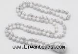 GMN4896 Hand-knotted 8mm, 10mm white howlite 108 beads mala necklace with pendant