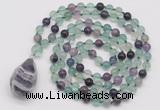 GMN4903 Hand-knotted 8mm, 10mm fluorite 108 beads mala necklace with pendant