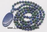 GMN5064 Hand-knotted 8mm, 10mm chrysocolla 108 beads mala necklace with pendant