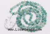 GMN5155 Hand-knotted 8mm, 10mm green banded agate 108 beads mala necklace with pendant