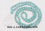 GMN5230 Hand-knotted 8mm, 10mm amazonite 108 beads mala necklace with pendant