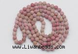 GMN5504 Hand-knotted 6mm matte pink wooden fossil jasper 108 beads mala necklaces