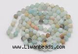 GMN5507 Hand-knotted 6mm matte amazonite 108 beads mala necklaces