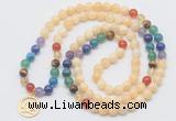 GMN6020 Knotted 7 Chakra 8mm, 10mm honey jade 108 beads mala necklace with charm