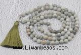 GMN610 Hand-knotted 8mm, 10mm artistic jasper 108 beads mala necklaces with tassel