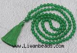 GMN62 Hand-knotted 8mm candy jade 108 beads mala necklace with tassel