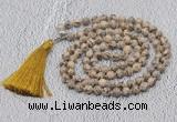 GMN628 Hand-knotted 8mm, 10mm feldspar 108 beads mala necklaces with tassel