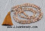 GMN629 Hand-knotted 8mm, 10mm sunstone 108 beads mala necklaces with tassel