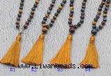 GMN630 Hand-knotted 8mm, 10mm colorfull tiger eye 108 beads mala necklaces with tassel